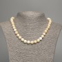Necklace yellow-white 'Selenite' smooth beads, 8 mm diameter, approx. 50 cm long, made of white nephrite (synthetically dyed)