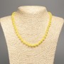 Discount! Lemon-yellow Citrine Necklace, Smooth Bead, 6mm±, Length 50cm±, made of White Nephrite (synthetically dyed)