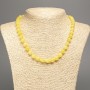 Discount! Lemon-yellow Citrine Necklace with smooth beads, 8 mm diameter, 50 cm long, made of white nephrite stone (synthetically dyed).