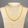 Sale! Citrine Necklace with Sunny Yellow Smooth Beads, 6 mm Diameter, 50 cm Length, made from White Nephrite (synthetic-dyed)