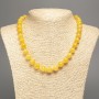 Discount! Sunny Yellow 'Citrine' Necklace, Smooth Beads, 10 mm Diameter ±, Length 50 cm ±, White Nephrite (synthetic dyed)
