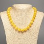 Discount! Sunny yellow Citrine necklace with smooth beads, 12 mm diameter, 50 cm length, made of white nephrite (synthetic dyed)