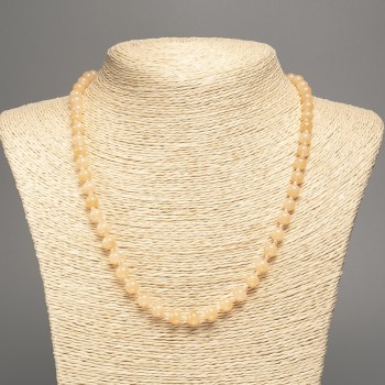 Discount! Celestite Necklace with Smooth Beads, 6 mm diameter ±, 50 cm length ±, made from White Nephrite Stone (synthetic dyed)