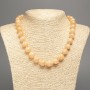 Necklace 'Selenite' with smooth beads, 12 mm diameter, approx. 50 cm long, made of white nephrite (synthetic dyed)