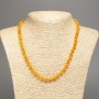 Discount! Orange-yellow 'Amber' Necklace with Smooth Beads, 6 mm Diameter, 50 cm Length, Made of White Nephrite (Synthetic Dyed)