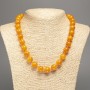 Sale! Amber Necklace with Smooth Beads, 12 mm Diameter, Approximately 50 cm Long, White Nephrite (Synthetic Dyed)
