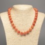 Discount! Necklace 'Orange Coral' smooth beads, 12 mm diameter ±, 50 cm length ±, made of white nephrite stone (synthetic dyed)