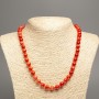 Necklace 'Red Coral' with smooth beads, 8 mm diameter, approx. 50 cm long, made of white nephrite (synthetic dyed)