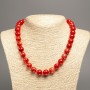 Necklace 'Red Coral' with smooth beads, 12 mm diameter (approx.), 50 cm long (approx.), made of white nephrite stone (synthetic dyed)
