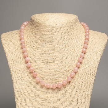 Discount! Necklace 'Selenite' with smooth beads, 8 mm diameter ±, length 50 cm ±, made from white nephrite (synthetically dyed)