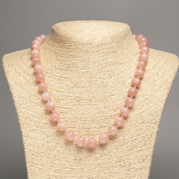 Discount! Necklace 'Selenite' smooth bead, diameter 10 mm, length 50 cm, with white nephrite stone (synthetic dyed)
