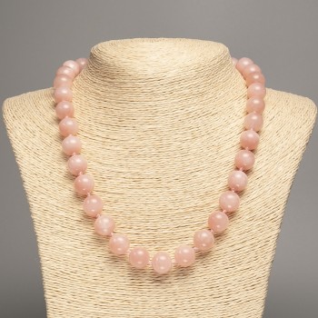 Discount! Necklace 'Selenite' with smooth beads, 12 mm diameter, 50 cm length, made of white nephrite (synthetic, dyed)