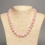 Necklace 'Strawberry Quartz' smooth beads, 10 mm diameter, about 50 cm long, from white jade (synthetic-dyed)
