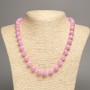 Necklace 'Pink Quartz' Smooth Beads, 10 mm diameter, 50 cm length, made of synthetic dyed white nephrite