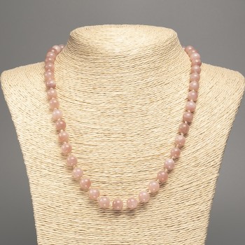 Discount! Selenite Necklace with smooth beads, 8 mm diameter (approx.), length 50 cm (approx.), made from white nephrite stone (synthetic dyeing)