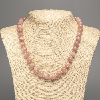 Discount! Necklace 'Selenite' smooth beads, 12 mm diameter, 50 cm length (±) made of white nephrite (synthetically dyed)