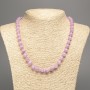 Discount! Purple Kunzite necklace with smooth beads, 8 mm in diameter, about 50 cm long, made from white nephrite stone (synthetically dyed)