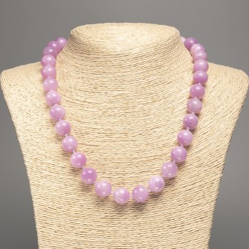 Sale! Lavender Kunzite Necklace with smooth beads, 12 mm diameter, 50 cm length ±, made of white jade stone (synthetic dyed)