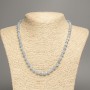 Sale! Gray-blue 'Aquamarine' smooth bead necklace, 6 mm diameter, 50 cm length, made of white nephrite (synthetic dyed)