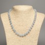 Discount! Gray-blue Necklace 'Aquamarine' smooth beads, 8 mm diameter, 50 cm length, made of white nephrite stone (synthetically dyed)