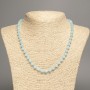 Sale! Light blue necklace 'Aquamarine' smooth beads, 6 mm diameter ±, length 50 cm ±, made from white nephrite (synthetic dyed).