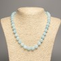 Sale! Light blue 'Aquamarine' necklace, smooth bead, diameter 10mm ±, length 50 cm ±, made of white nephrite stone (synthetic dyed)
