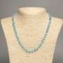 Sale! Blue Aquamarine Necklace with smooth beads, 6 mm diameter ±, 50 cm length ±, made of white nephrite (synthetic dyed).