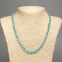 Discount! Light-green necklace 'Aquamarine' smooth beads, diameter 6mm+-, length 50cm+-, made from white nephrite stone (synthetic dyed)