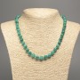 Green Aquamarine Necklace with Smooth Beads, 8 mm diameter, approx. 50 cm length, beads made of white nephrite (synthetic dyed)