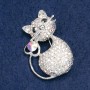 Brooch 'Kitty with Chameleon Crystals', silver metal 42x32mm