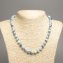 Discount! Necklace 'Colors of Summer' blue-cyan glass bead, diameter 8 mm ±, length 50 cm ±, made of white nephrite (synthetic dyed)