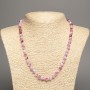 Discount! Necklace 'Colors of Summer' white, lilac, ruddy glass bead, 6 mm diameter, 50 cm length, from white jade (synthetic dyed)