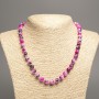 Discount! Necklace 'Colors of Summer' white-gray-magenta glass beads, 8 mm diameter, 50 cm length, made from white nephrite stone (synthetic dyed)