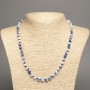 Necklace 'Colors of Summer' white and blue smooth beads, 6 mm diameter, about 50 cm long, made of white nephrite (synthetic dyed)