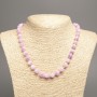 Necklace 'Colors of Summer' White-Lilac Smooth Beads, 8 mm diameter, about 50 cm length, made of white jade (synthetically dyed)