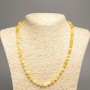 Discount! Necklace 'Colors of Summer' white-ochre glass beads, 6 mm diameter, length 50 cm, made of white nephrite (synthetic dyed)