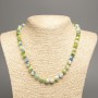 Discount! Necklace 'Colors of Summer' white-blue-green glossy beads, diameter 8 mm, length 50 cm, made of white jade (synthetic dyed).