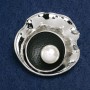 Brooch Accent Shell with White Mallorca Pearl Gray Metal 44×42 mm