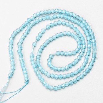 Small spinel beads (synthetic) blue faceted beads, 2 mm diameter, on thread, length 37 cm