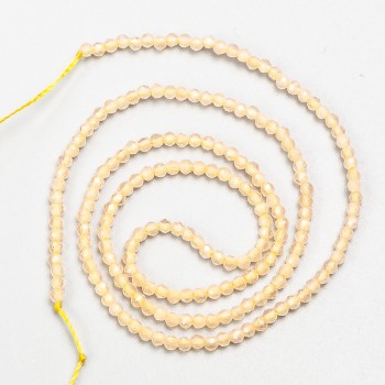 Small synthetic spinel beads, beige champagne, faceted beads, 2 mm diameter ±, on thread, length 37 cm