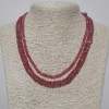 Three-row necklace with faceted synthetic tourmaline rondelles, 4x3 mm, length 46–50 cm