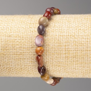 Mookaite Jasper Bracelet, faceted beads, 7x8 mm, elastic, length 18 cm+