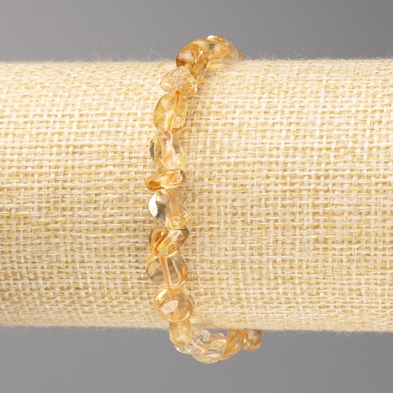 Citrine bead bracelet, faceted, 7x7 mm diameter, on elastic, length 18 cm+