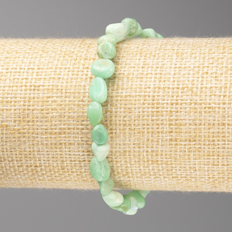 Chrysoprase Stone Bracelet, Tumbled Beads, 8x10 mm Diameter ± on Elastic, Length 18 cm+