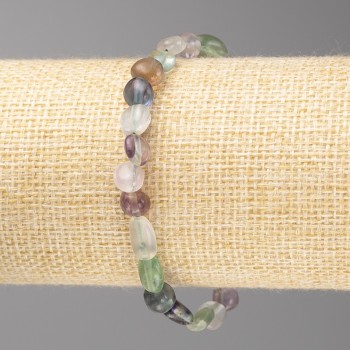 Fluorite faceted bead bracelet, 6x6 mm diameter +/- on elastic, length 18 cm+