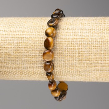 Tiger's Eye Stone Bracelet - Faceted, 8x8 mm diameter ± on elastic, length 18 cm