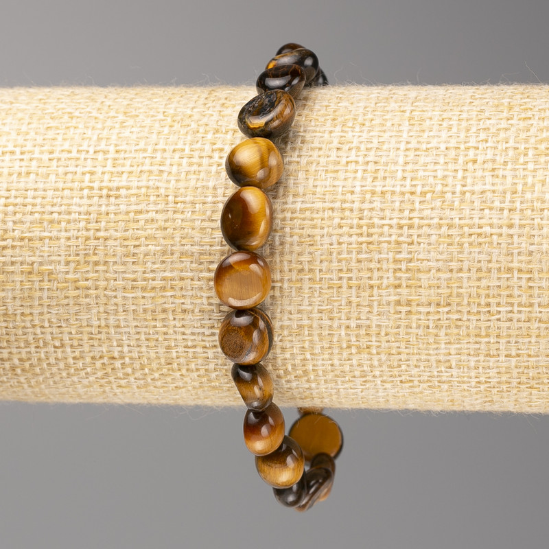 Tiger's Eye Stone Bracelet - Faceted, 8x8 mm diameter ± on elastic, length 18 cm