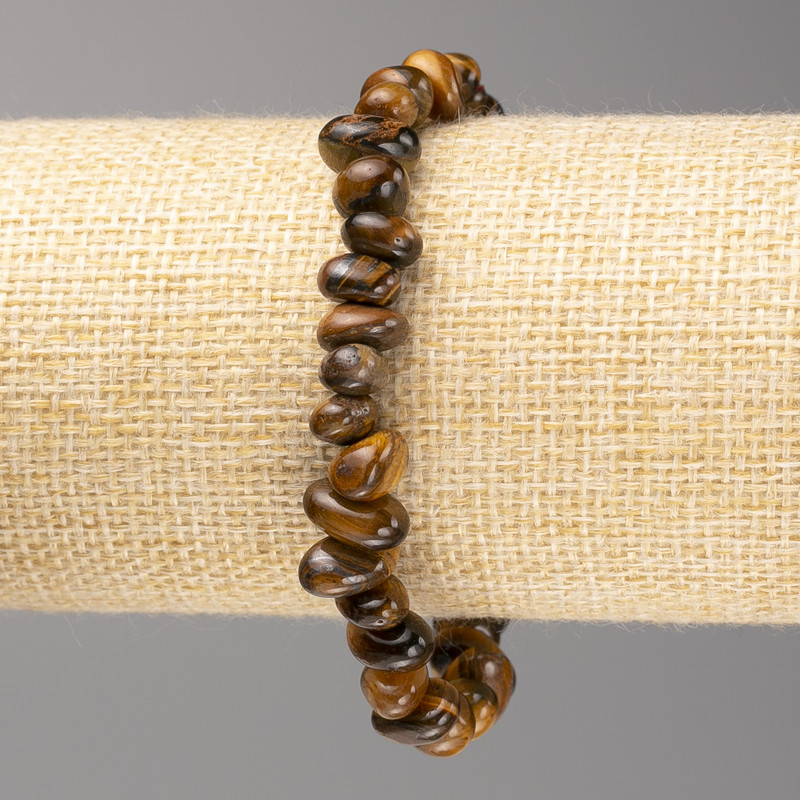 Tiger's Eye stone bracelet, faceted beads, 6x9 mm ±, on elastic, length 18 cm