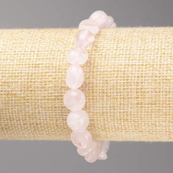Pink Quartz Bracelet, natural stone, faceted beads, diameter 9x11 mm ±, length 18 cm ± (stretch)