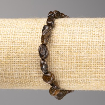 Bronzite tumbled stone bracelet, 7x7 mm diameter, on elastic cord, length 18 cm+